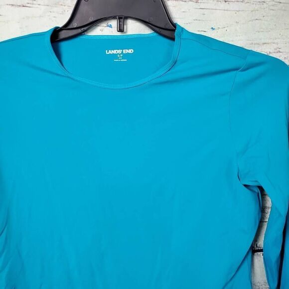 Lands' End Women's Elbow Sleeve Swim Tee UPF 50 Rashguard Small - Picture 2 of 7